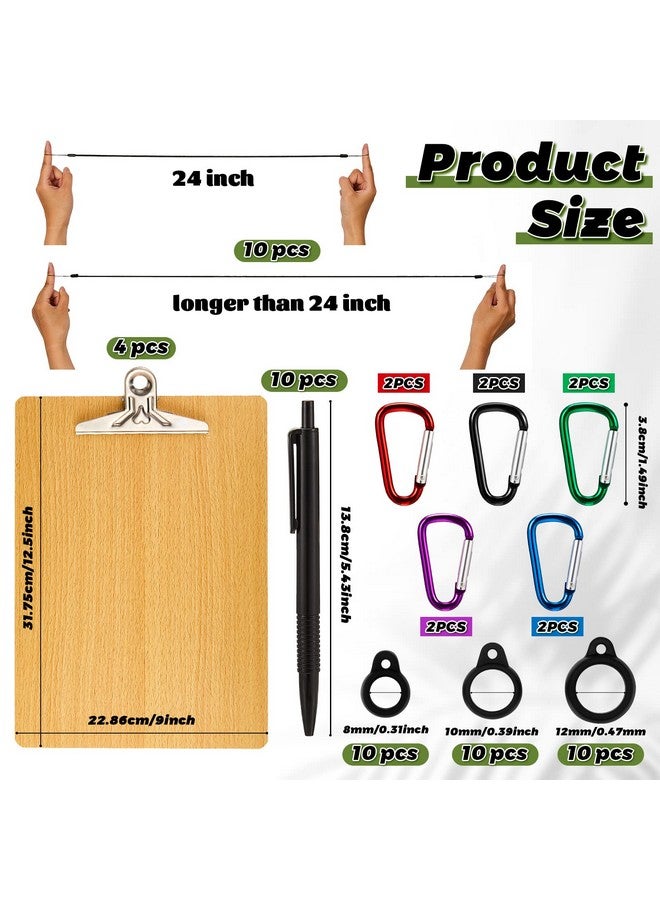 Henoyso 4 Pcs 9 X 12.5 Inch Wood Clipboards With Pen Attached Include 10 Sets 24 Inch Pen Leash And Pen Rubber Ring Metal Buckles Clips Attaches To Clipboard Or Notebook - Image 2