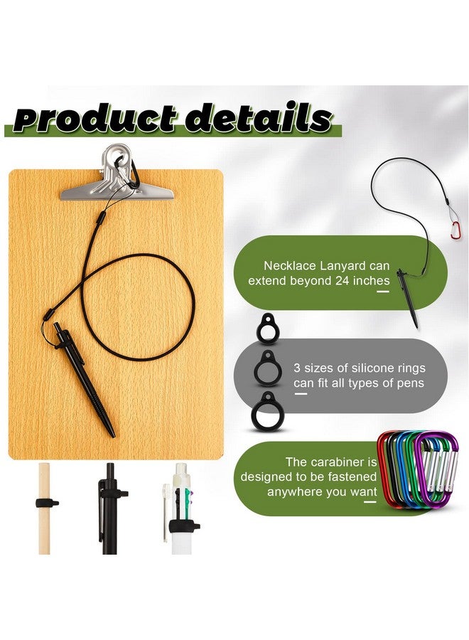 Henoyso 4 Pcs 9 X 12.5 Inch Wood Clipboards With Pen Attached Include 10 Sets 24 Inch Pen Leash And Pen Rubber Ring Metal Buckles Clips Attaches To Clipboard Or Notebook - Image 4