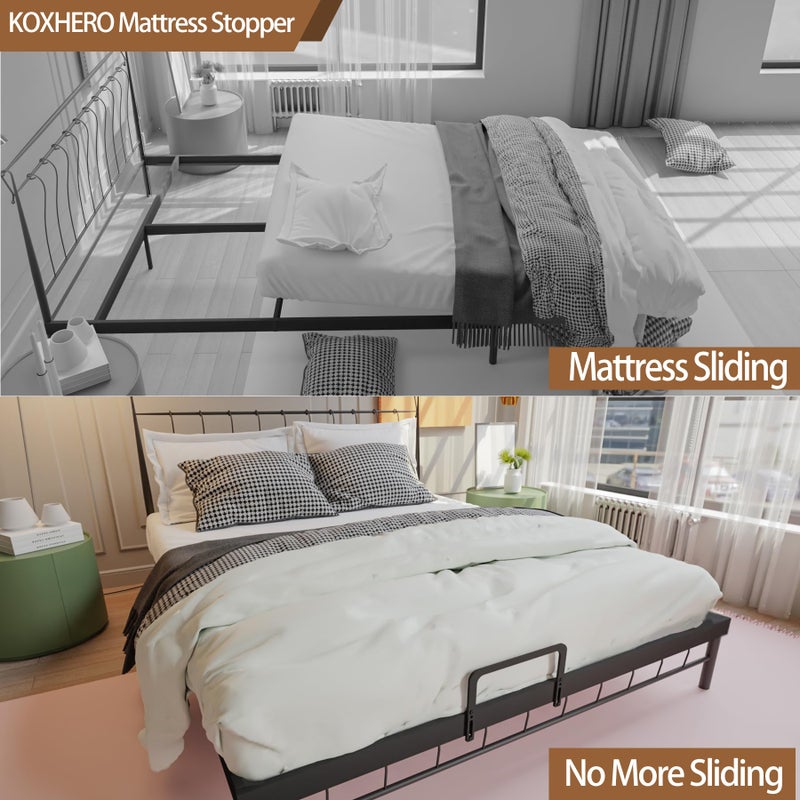 KOXHERO Metal Bed Frame Mattress Slide Stopper(H5.2) Mattress Retainer Bar Bracket Holder 4Pcs Keeping Mattress from Sliding for Foot of Adjustable Beds Rv Mattress Mattress Gripper - Image 4