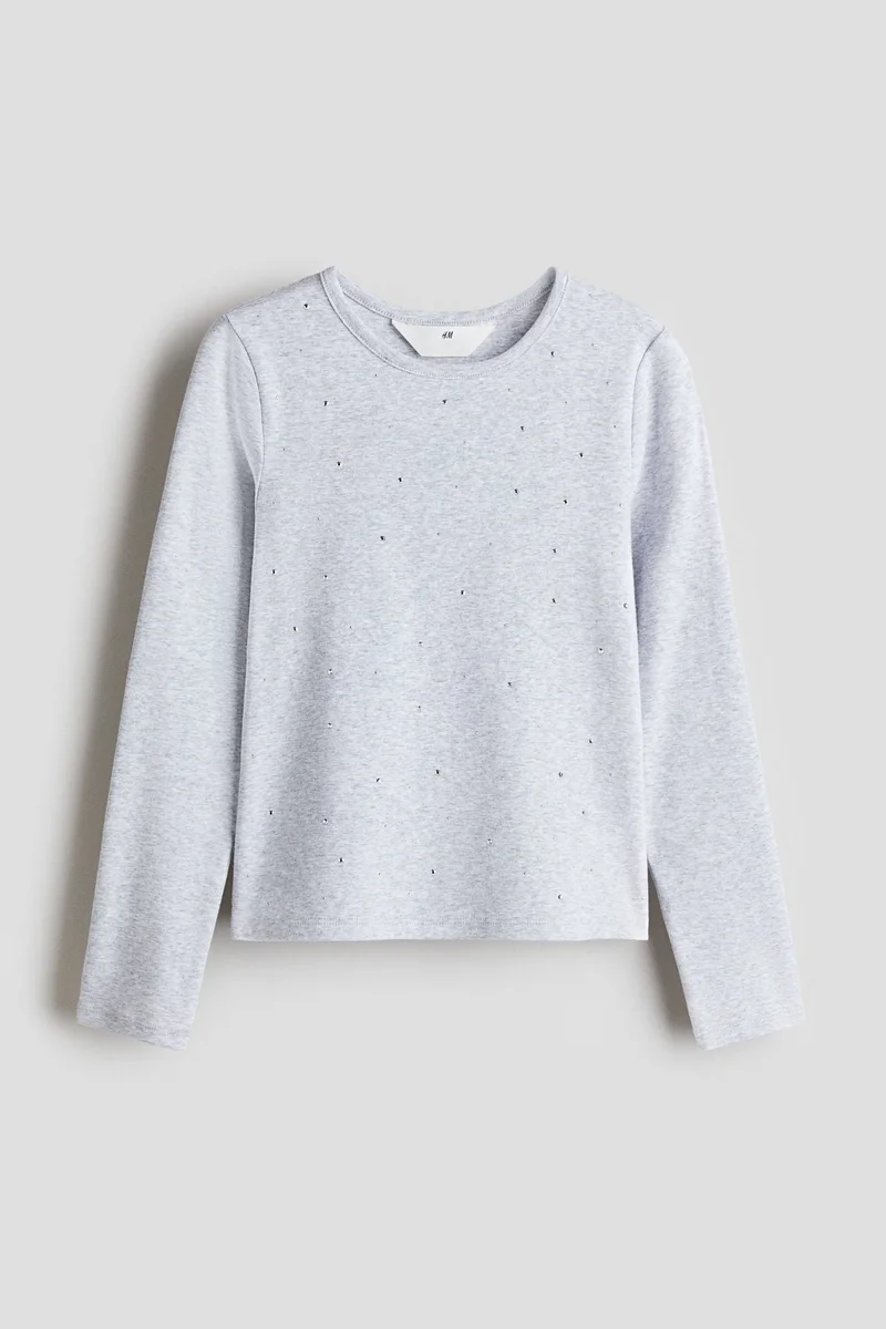 اتش اند ام بلوزة بأكمام طويلة من جيرسيه قطني