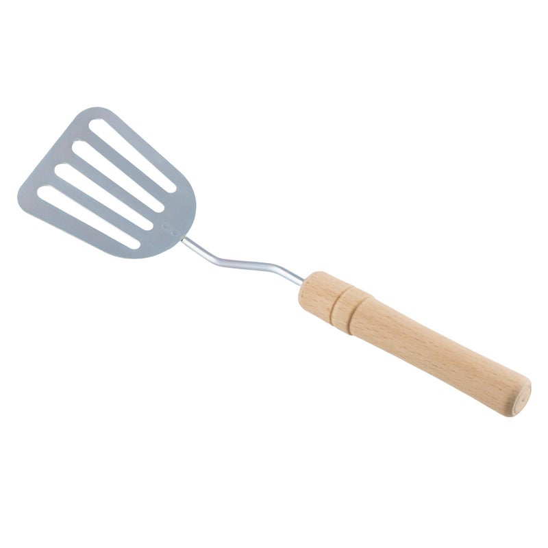 OFXDD Stainless Steel Slotted Spatula - Kitchen Metal Turner for Cooking with Wooden Handle - Image 1