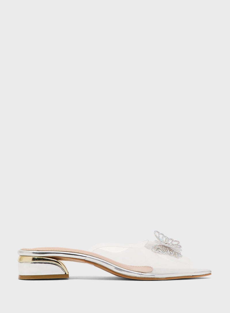 Pink Step Low Heeled Clear Sandal - Image 1