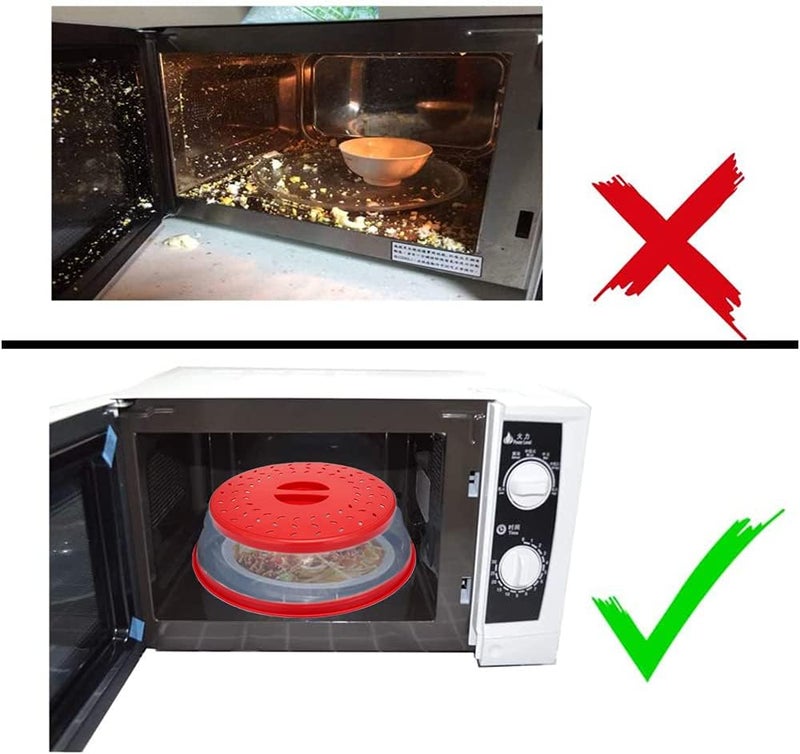 GLICPIX Microwave Cover for Food,Collapsible Microwave Splatter Cove,Fruit Drainer Basket,BPA-Free Made of TPR & PP Dishwasher Safe 10.5 inch (RED) - Image 3