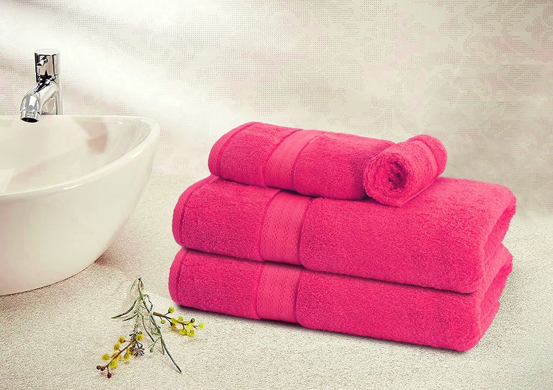 GLAMBURG 700 GSM Premium 8-Piece Towel Set - Contains 2 Bath Towels 30x54, 2 Hand Towels 16x28, 4 Wash Cloths 13x13 - Luxury Hotel & Spa Quality - Durable Ultra Soft Highly Absorbent - Hot Pink - Image 3