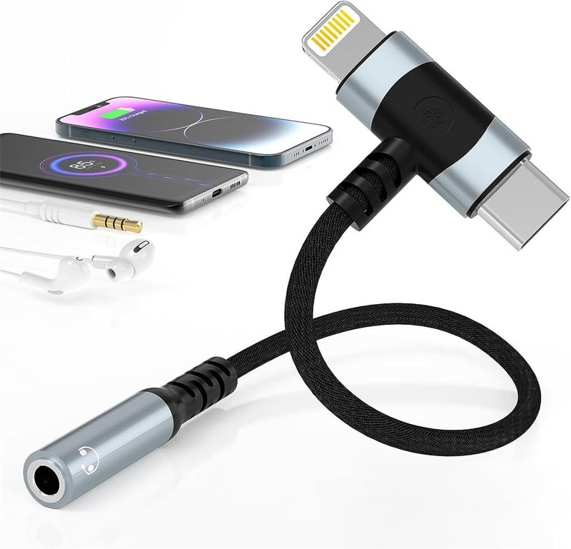 محول 2 في 1 من Lightning إلى مقبس سماعة 3.5 مم لهواتف iPhone وSamsung Galaxy والمزيد - Image 1