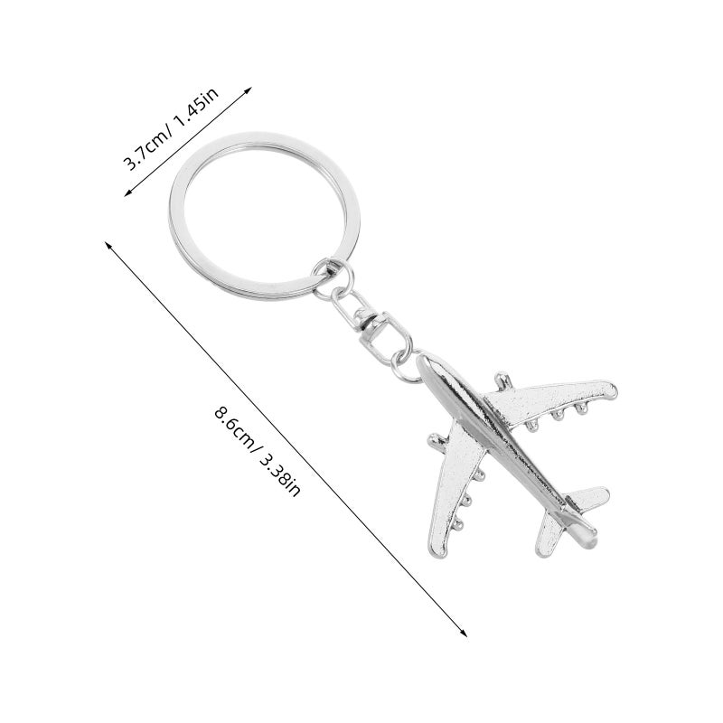 Airplane Keychain Aircraft Airplane Model Mini Plane Key Ring for Backpack Silver Alloy Durable 2Pcs - Image 2