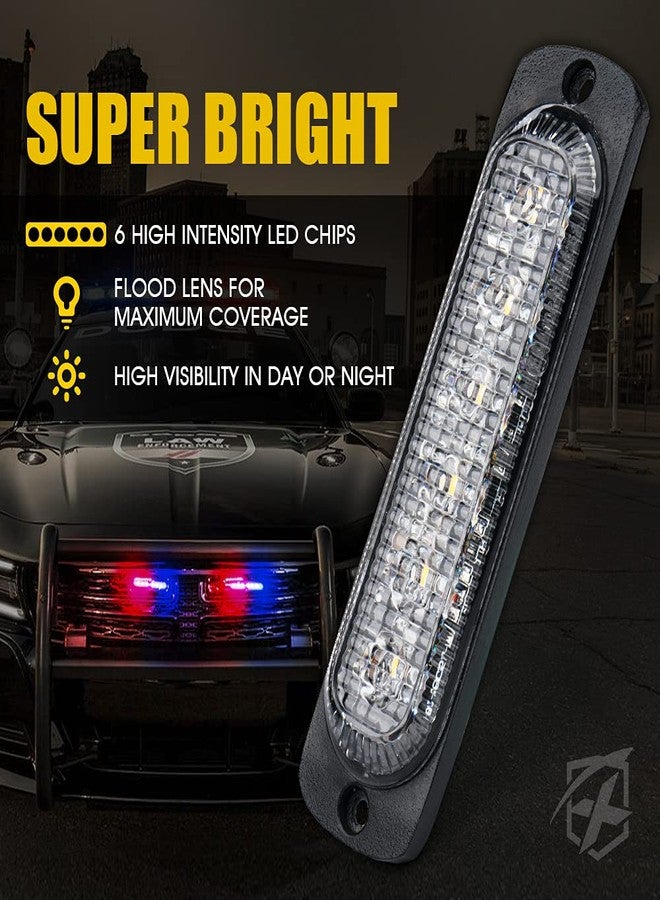 Xprite 10PCS LED Emergency Strobe Lights, Red Blue 12-LED Surface Mount Flashing Strobe Lights, Sync Feature Ultra Slim Grill Light for Volunteer Trucks ATV SUV Vehicles - Image 2
