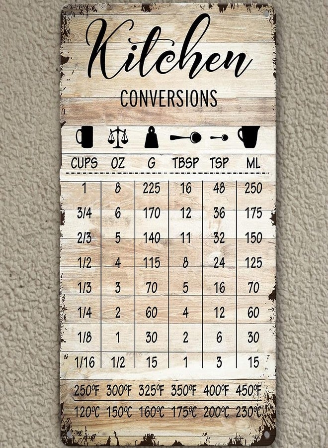 tosles Farmhouse Rustic Kitchen Signs Wall Decor Funny Kitchen Conversion Chart Metal Tin Sign Rustic Style Pantry Home Decor 8x12 Inch - Image 5