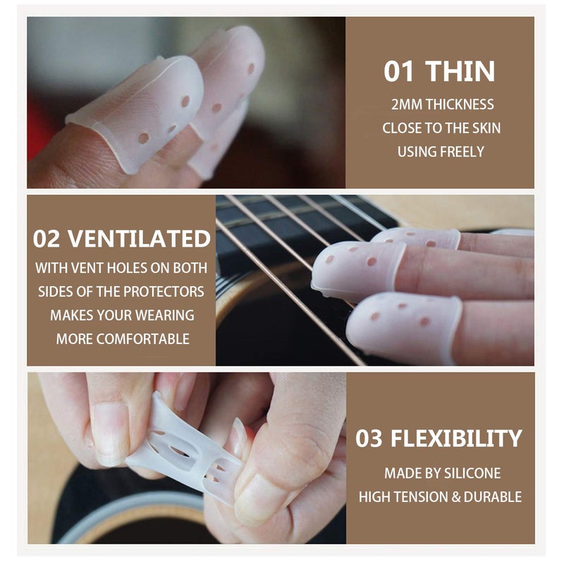 SUNLP Thumb Finger Picks, Guitar Finger Fingertip Protectors, Guitar Picks, Pick Holder, Gift Set Kit useful for Acoustic Guitar Ukulele Kalimba Starter & Other String Instruments - Image 3