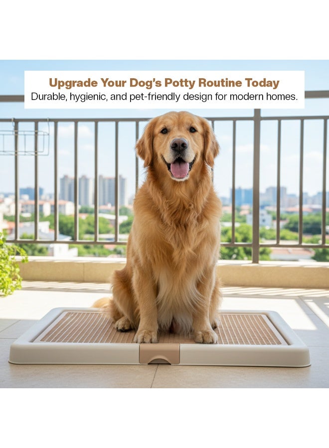 أن ان سي بيتس صينية مرحاض للكلاب للاستخدام الداخلي والخارجي، حامل متين مانع للتسرب مع شبكة بلاستيكية قابلة للإزالة وقاعدة مانعة للانزلاق، مثالية للكلاب المتوسطة والكبيرة، سهلة التنظيف، 76 سم (بيج) - Image 5