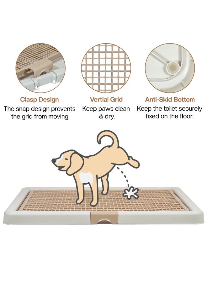 أن ان سي بيتس صينية مرحاض للكلاب للاستخدام الداخلي والخارجي، حامل متين مانع للتسرب مع شبكة بلاستيكية قابلة للإزالة وقاعدة مانعة للانزلاق، مثالية للكلاب المتوسطة والكبيرة، سهلة التنظيف، 76 سم (بيج) - Image 3