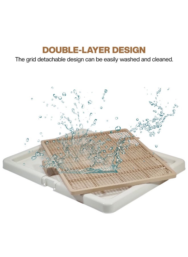 أن ان سي بيتس صينية مرحاض للكلاب للاستخدام الداخلي والخارجي، حامل متين مانع للتسرب مع شبكة بلاستيكية قابلة للإزالة وقاعدة مانعة للانزلاق، مثالية للكلاب المتوسطة والكبيرة، سهلة التنظيف، 76 سم (بيج) - Image 4