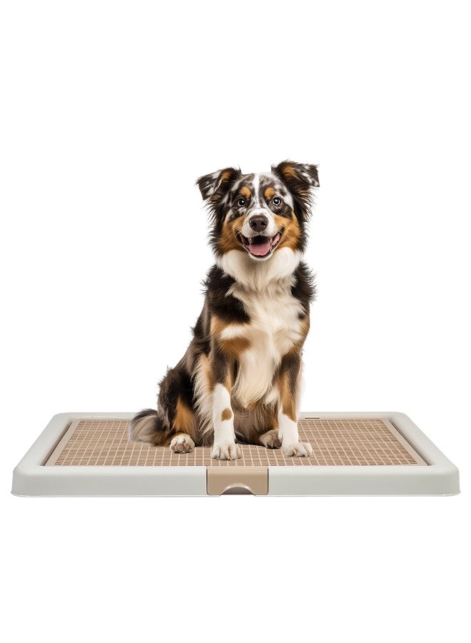 أن ان سي بيتس صينية مرحاض للكلاب للاستخدام الداخلي والخارجي، حامل متين مانع للتسرب مع شبكة بلاستيكية قابلة للإزالة وقاعدة مانعة للانزلاق، مثالية للكلاب المتوسطة والكبيرة، سهلة التنظيف، 76 سم (بيج) - Image 1