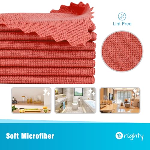 Orighty Cleaning Cloths Bulk, 150 Pack Shop Rags Reusable, Multi-Purpose Shop Towels for Cars, Microfiber Cleaning Rags for Automotive, Mechanic, Kitchen, Lint Free Towels 11.5’’ x 11.5’’, Red - Image 2