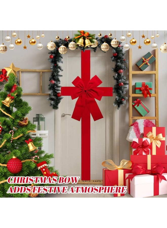 أوشيما حجم كبير عيد الميلاد معلق باب القوس، أبواب عيد الميلاد خزانة الشريط القوس الأحمر الكبير كريستما، نسيج أورغانزا للنوافذ كريستما الأحزاب عيد الشكر حفلات الزفاف - Image 3