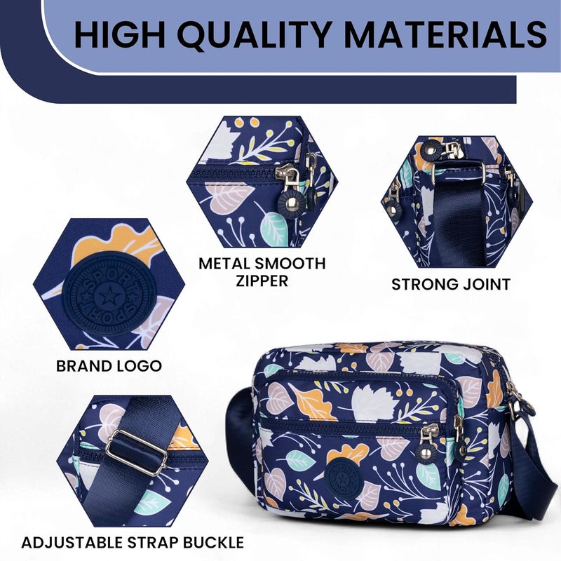 MISTYCDEP Crossbody Purse for Women, Nylon Waterproof Shoulder Purse, Messenger and travelling Bag Lightweight, Long Strap (Blue, Pack of 1) - Image 2