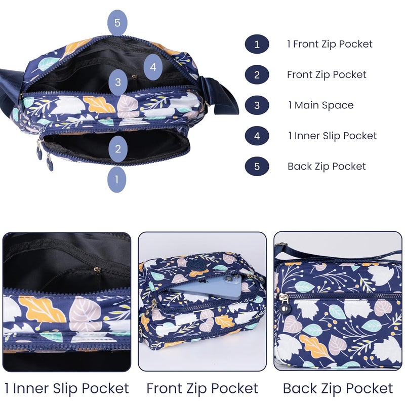 MISTYCDEP Crossbody Purse for Women, Nylon Waterproof Shoulder Purse, Messenger and travelling Bag Lightweight, Long Strap (Blue, Pack of 1) - Image 3