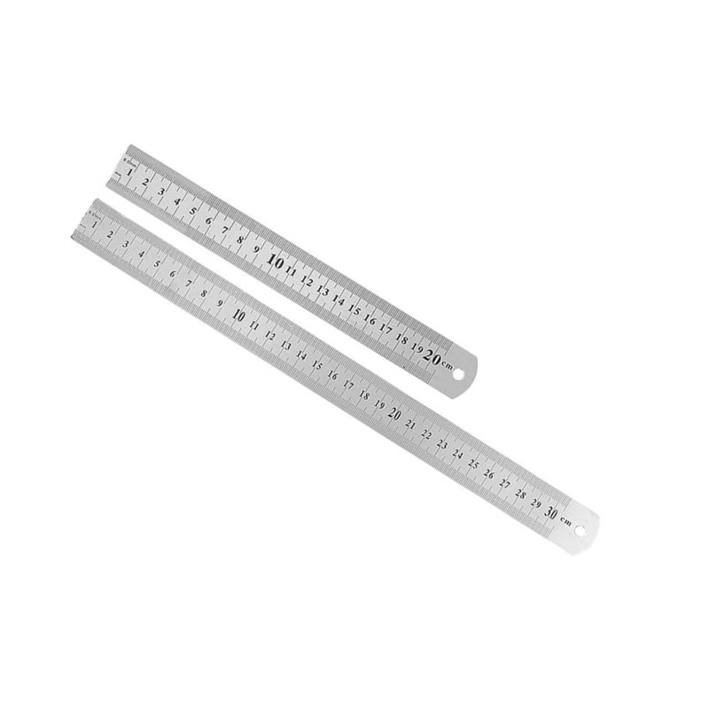 2 Pcs Stainless Steel Measuring Ruler Woodworking Precision Tape Scale - Image 2