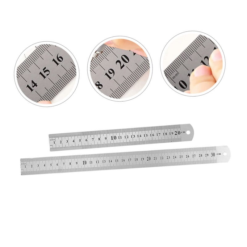 2 Pcs Stainless Steel Measuring Ruler Woodworking Precision Tape Scale - Image 5