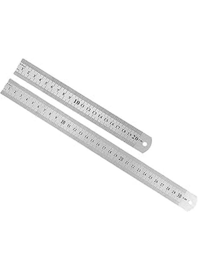 2 Pcs Stainless Steel Measuring Ruler Woodworking Precision Tape Scale - Image 1