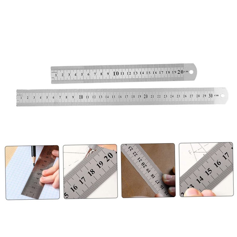 2 Pcs Stainless Steel Measuring Ruler Woodworking Precision Tape Scale - Image 4