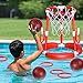 spring flower SpringFlower Pool Basketball HoopFloating Pool Toys Ring Game with Ring Toss Balls and Pump 2in1 Summer Outdoor Swimming Pool Basketball Games Play Toy Family Party for Kids Adults Red - Image 3