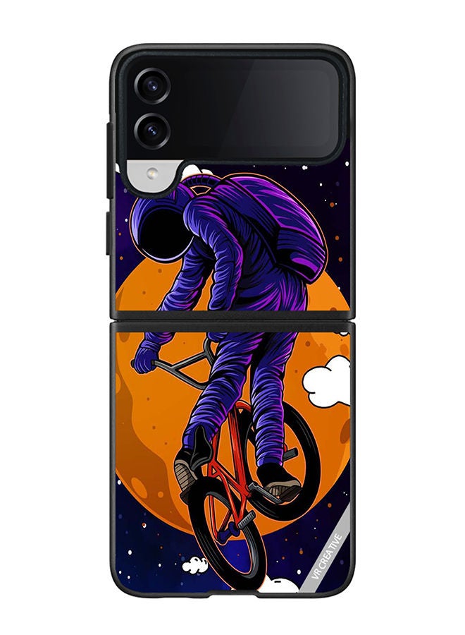 VR CREATIVE Protective Case Cover For Samsung Galaxy Z Flip4 Wheelie Astro Design Multicolour - Image 1