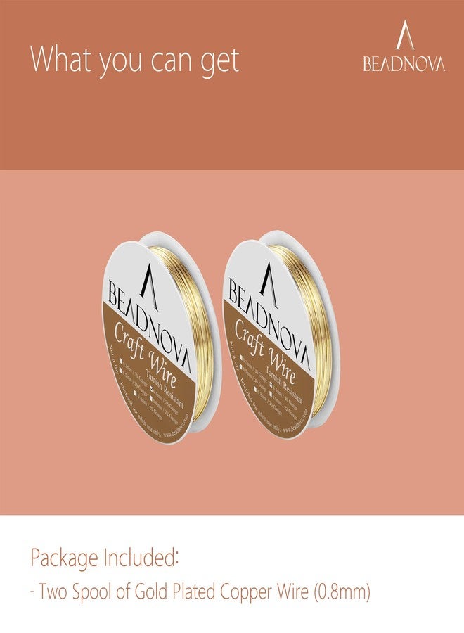 BEADNOVA Bare Copper Wire Tarnish Resistant Jewelry Making Wire (Gold Plated, 20 Gauge) - Image 3