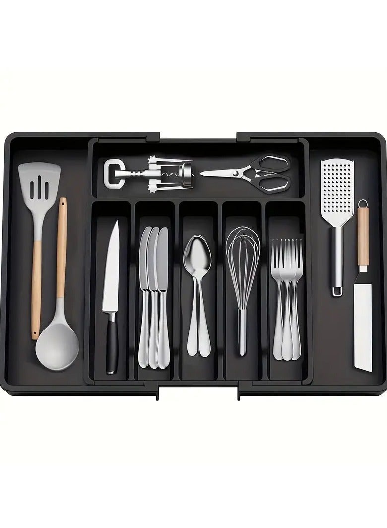 1 قطعة من أدوات المائدة حامل ، قابل للسحب مربع أدوات المائدة ، أدوات المائدة حامل مع قدرة كبيرة قابلة للتوسيع ، تنطبق على الأدراج ، عدادات ، وخزائن المطبخ ، مطبخ حامل ، خزائن ، اكسسوارات المطبخ - Image 5