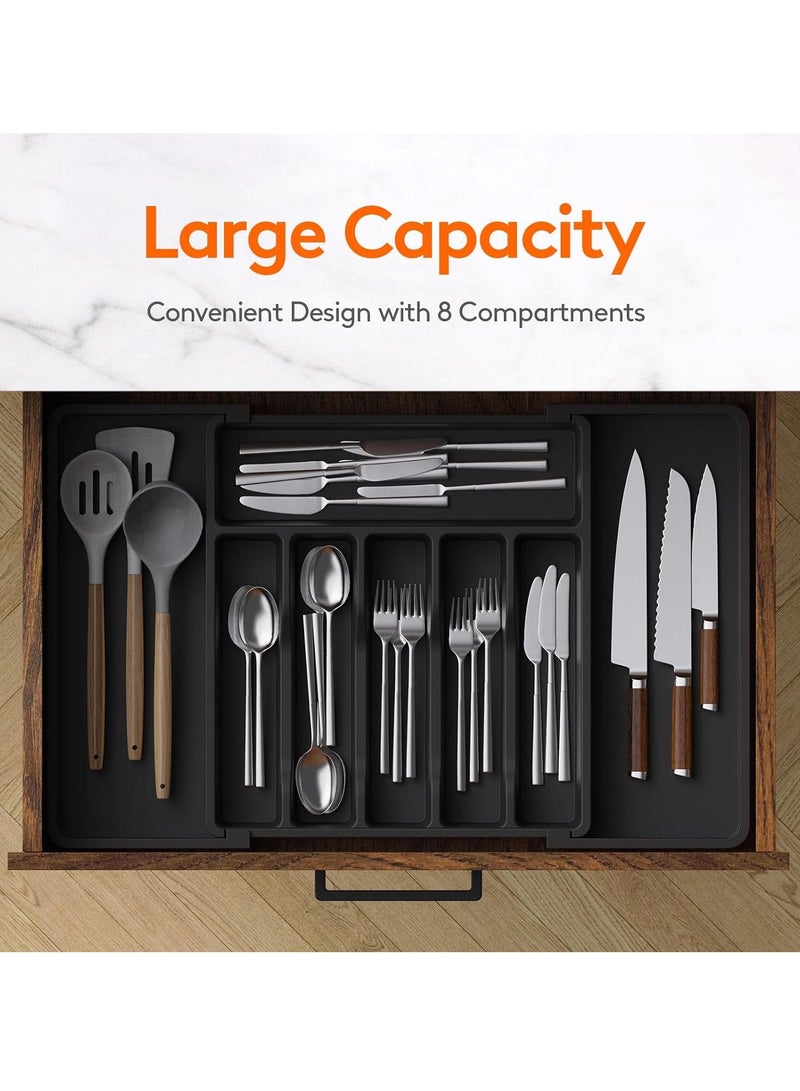 1 قطعة من أدوات المائدة حامل ، قابل للسحب مربع أدوات المائدة ، أدوات المائدة حامل مع قدرة كبيرة قابلة للتوسيع ، تنطبق على الأدراج ، عدادات ، وخزائن المطبخ ، مطبخ حامل ، خزائن ، اكسسوارات المطبخ - Image 3