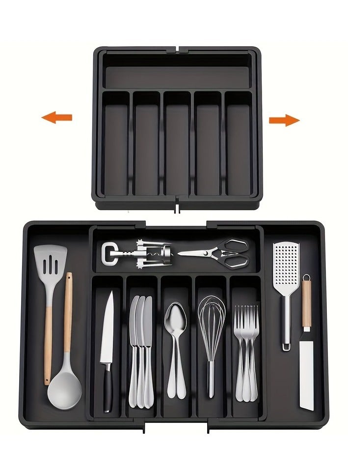 1 قطعة من أدوات المائدة حامل ، قابل للسحب مربع أدوات المائدة ، أدوات المائدة حامل مع قدرة كبيرة قابلة للتوسيع ، تنطبق على الأدراج ، عدادات ، وخزائن المطبخ ، مطبخ حامل ، خزائن ، اكسسوارات المطبخ - Image 4