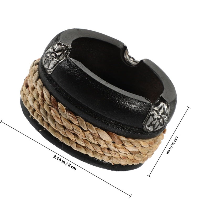 Vintage Wooden Ashtray 3 Inch Round Natural Smokeless Ash Holder For Home Office Bar - Image 3