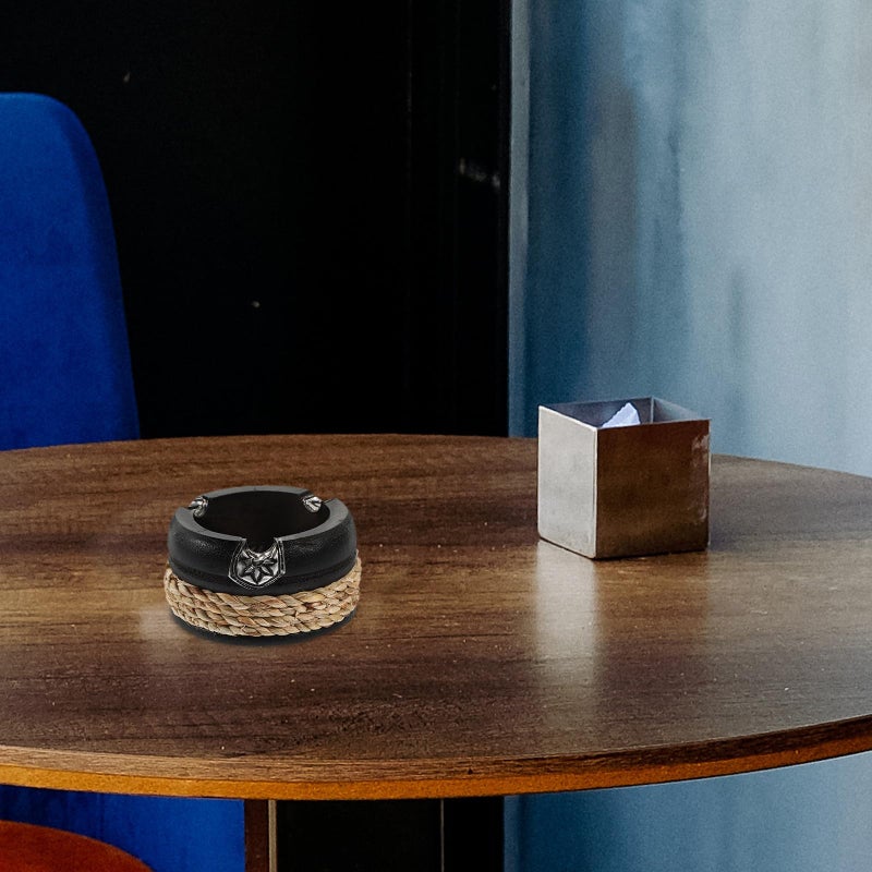 Vintage Wooden Ashtray 3 Inch Round Natural Smokeless Ash Holder For Home Office Bar - Image 4