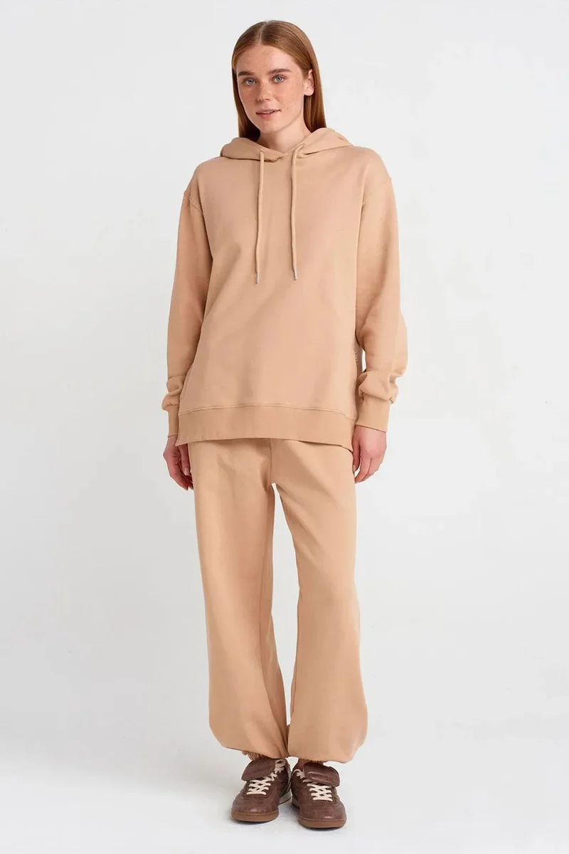ديلفين DILVIN Oversized Cotton Zip-Front Hooded Sweatshirt