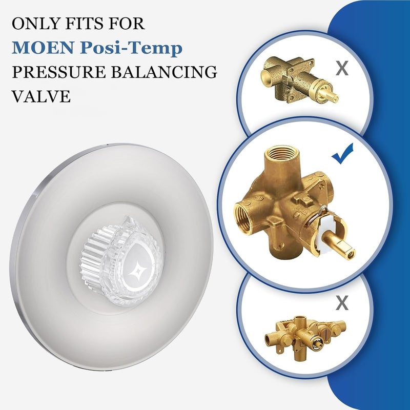 gcbcrit Shower Knob for Moen 100710 Posi-Temp One-Handle Tub and Shower Replacement Knob Kit, Chrome - Image 2