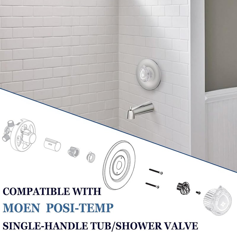 gcbcrit Shower Knob for Moen 100710 Posi-Temp One-Handle Tub and Shower Replacement Knob Kit, Chrome - Image 3