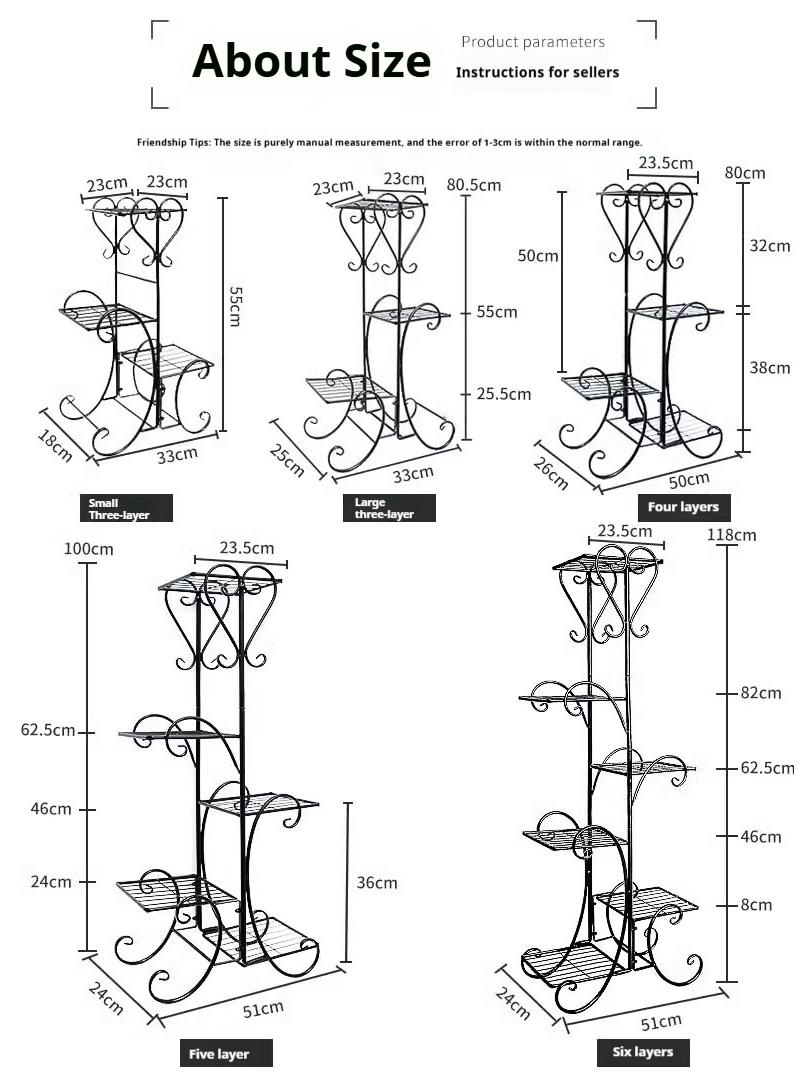 Bluejw 4-Layer Iron Plant Stand Flower Pot Stand Balcony Storage Stand - Image 2
