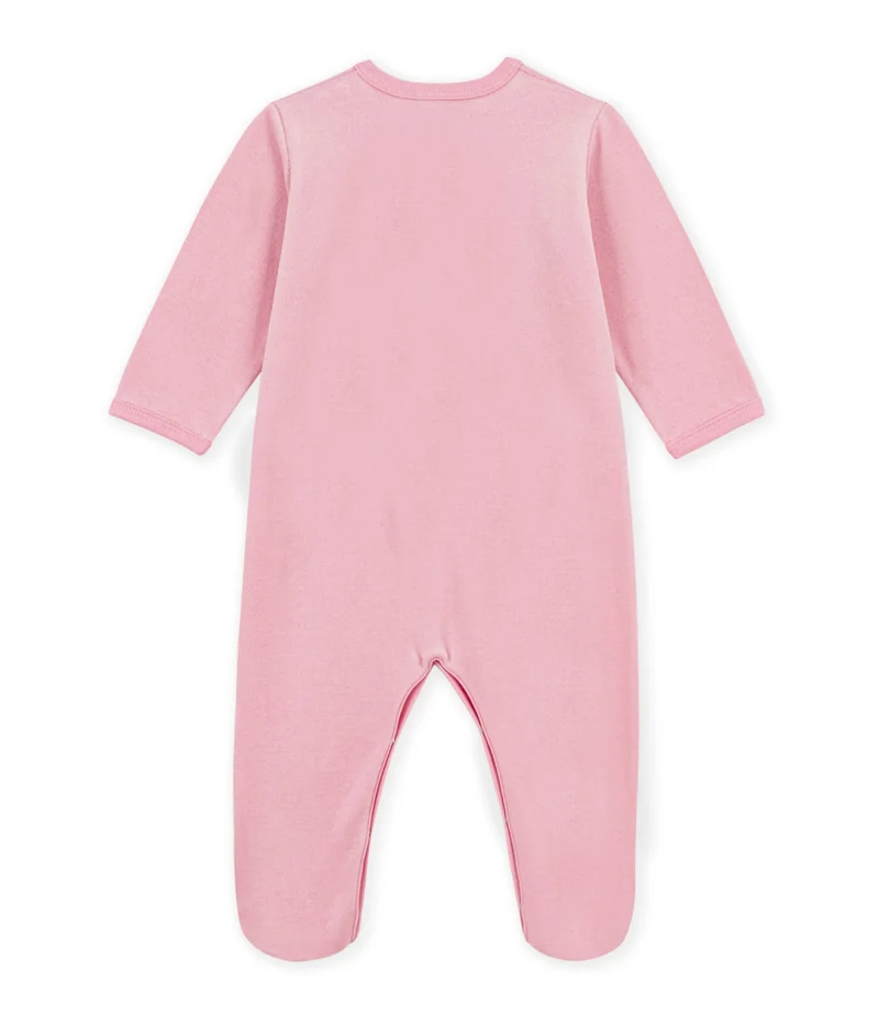 Petit Bateau Babies' Plain Velour Pyjama Suit With A Placed Design