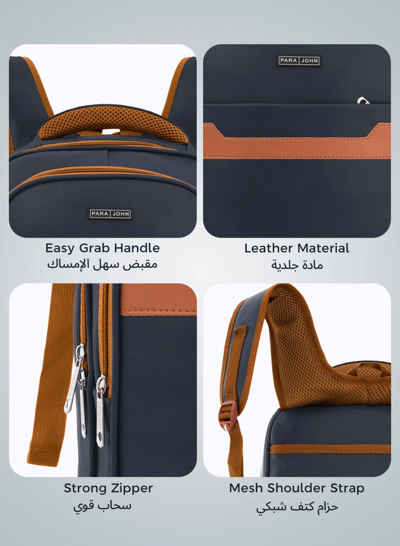 PARAJOHN  Para John PU Leather Backpack – Stylish 15 Inch Laptop Backpack with Multiple Compartments & Durable Zipper  | Best Price UAE
