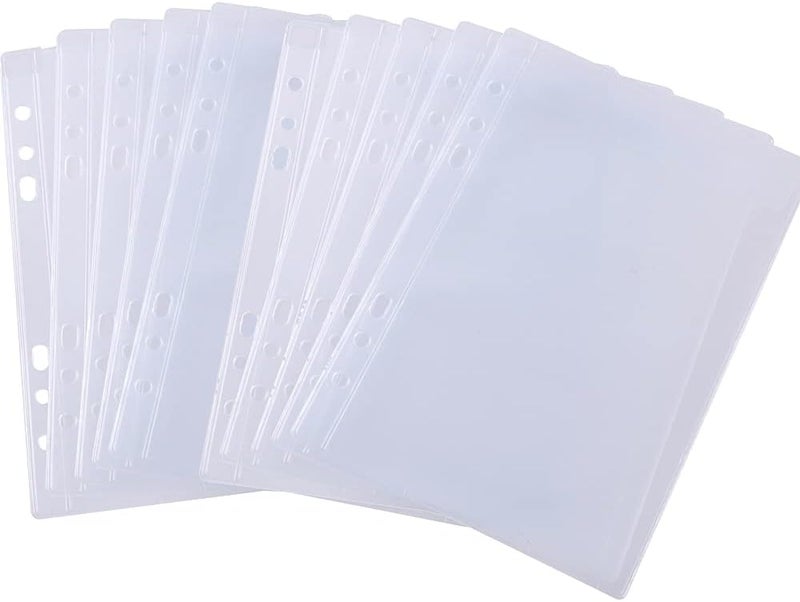 10 Sheet Binder Pockets Sleeves Bags A5 Size 6 Hole Binder Folder for Dies and Stamps Storage,Waterproof PVC Clear Bags Protectors for Cutting Dies Stencil Album Stamp Crafts