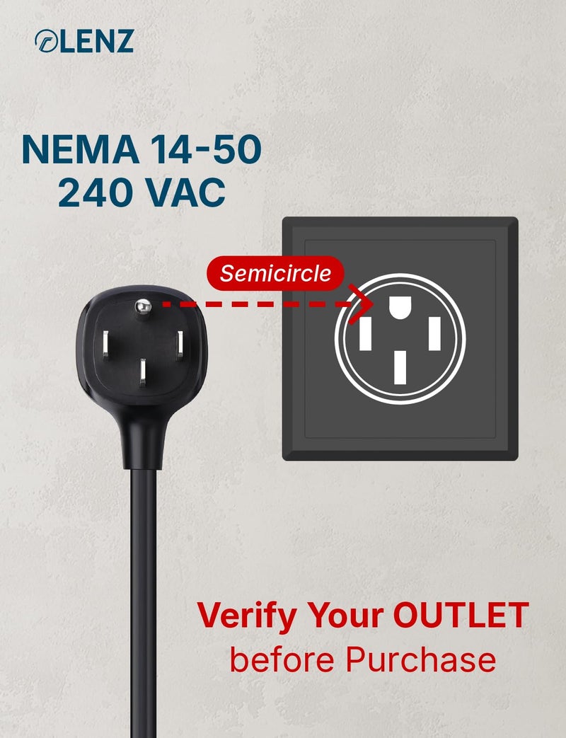 LENZ NEMA 14-50 Adapter: Compatible ONLY with Tesla Mobile Charger Gen 2 & 3, This Adapter Plugs into Your 240V 14-50 Outlet at 32 Amps (Verify Before Purchase) â€“ 16-Inch Length - Image 2