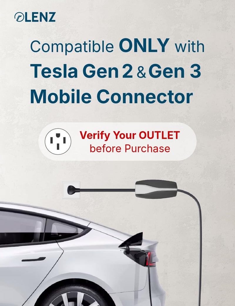 LENZ NEMA 14-50 Adapter: Compatible ONLY with Tesla Mobile Charger Gen 2 & 3, This Adapter Plugs into Your 240V 14-50 Outlet at 32 Amps (Verify Before Purchase) â€“ 16-Inch Length - Image 4