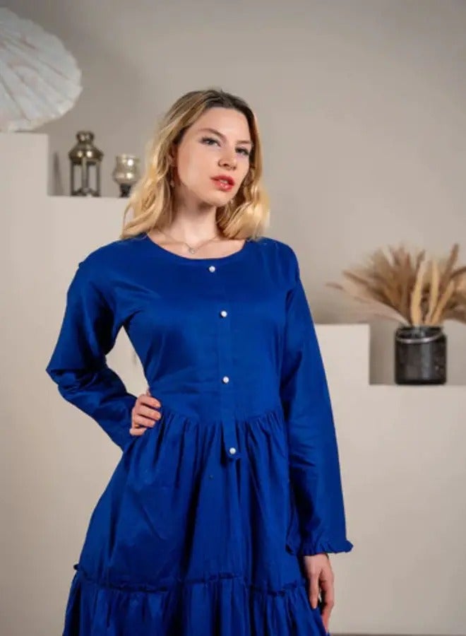 Ideal Chic Navy Blue Tiered Frill Maxi for Women - Image 2