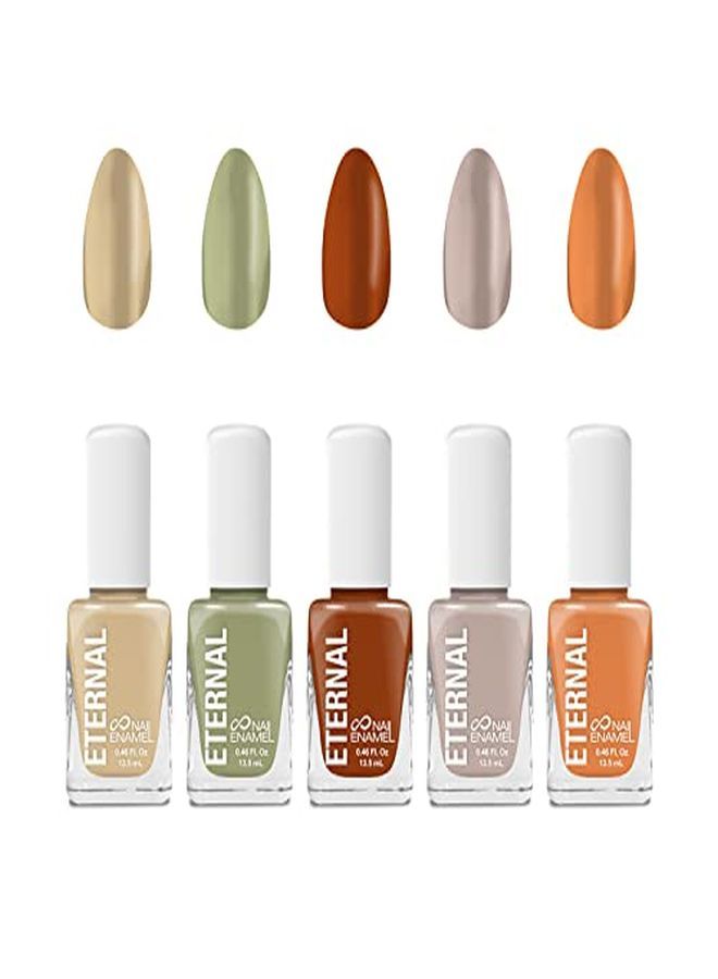 ETERNAL Collection 5 Piece Set: Long Lasting Quick Dry Mirror Shine Nail Polish  Hardener Bright And Shiny Finish  0.46 Fluid Ounces Each (Safari) - Image 1