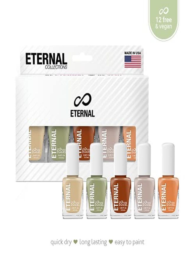 ETERNAL Collection 5 Piece Set: Long Lasting Quick Dry Mirror Shine Nail Polish  Hardener Bright And Shiny Finish  0.46 Fluid Ounces Each (Safari) - Image 2