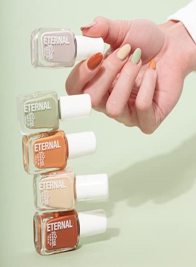 ETERNAL Collection 5 Piece Set: Long Lasting Quick Dry Mirror Shine Nail Polish  Hardener Bright And Shiny Finish  0.46 Fluid Ounces Each (Safari) - Image 5