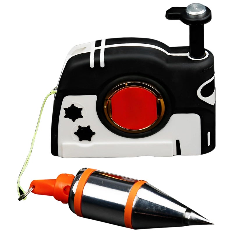 Plumb Bob Retractable Reel 10.7 Oz 14.8 Ft String Black White Vertical Alignment Construction Tool - Image 2