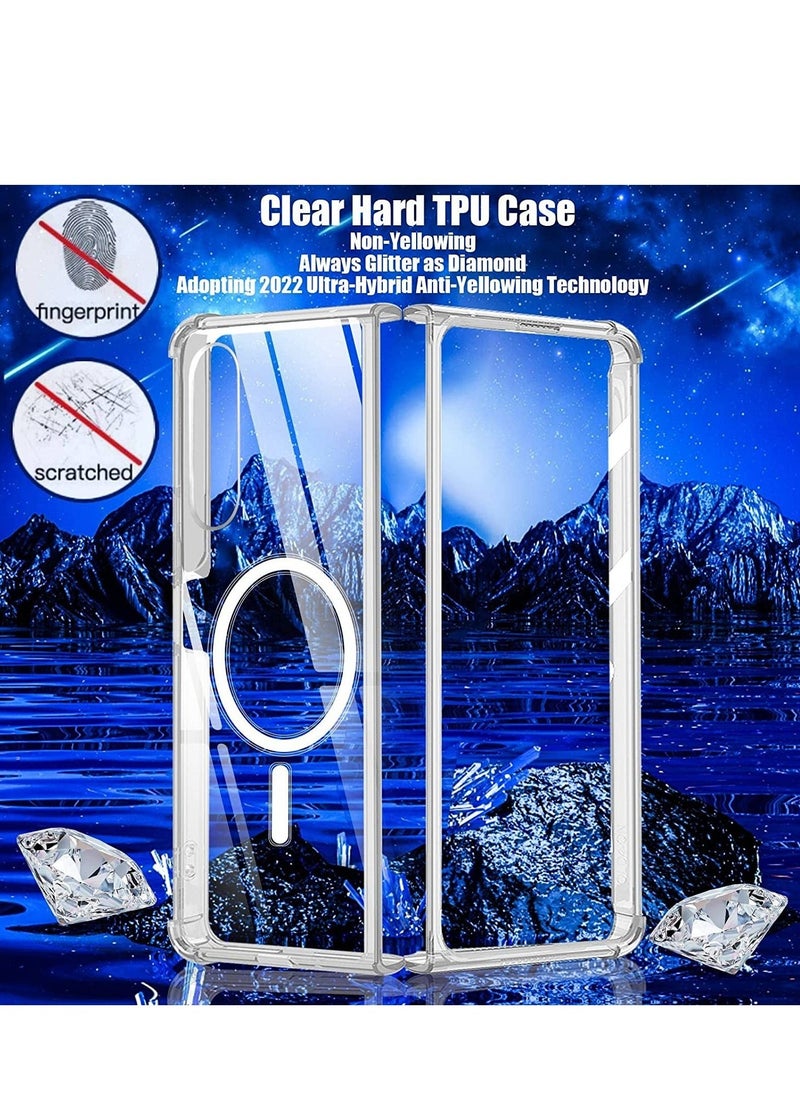 Raxoom Magsafe Anti-Yellow Slim Transparent 4 Cornor Shockproof Thin Cover for Samsung Galaxy Z Fold 4 2022 Support Wireless Charger - Image 3