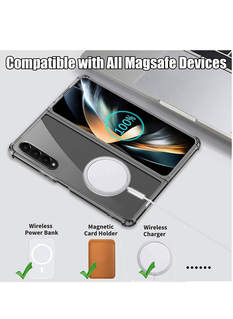 Raxoom Magsafe Anti-Yellow Slim Transparent 4 Cornor Shockproof Thin Cover for Samsung Galaxy Z Fold 4 2022 Support Wireless Charger - Image 2