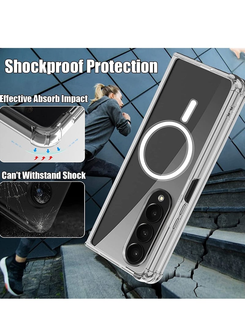 Raxoom Magsafe Anti-Yellow Slim Transparent 4 Cornor Shockproof Thin Cover for Samsung Galaxy Z Fold 4 2022 Support Wireless Charger - Image 5